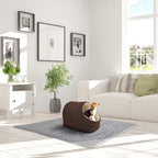 GOOPAWS Cat Cave for Cat and Warming Burrow Cat Bed, Pet Hideway Sleeping Cuddle Cave (Brown-2)