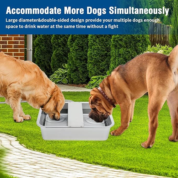BWOGUE 3 Gal Automatic Dog Water Dispenser for Large Dogs Stainless Steel Outdoor Water Bowl Large Breed Self Filling Dog Waterer Feeder for Dogs Cat Chicken Livestock