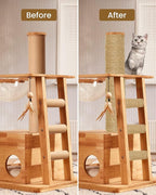 Sisal Rope for Cat Scratcher, Pettom Cat Scratching Post Replacement Natural Hemp Rope Sisal Replacement Rope for Cat Tree 1/4 inch Diameter 33FT