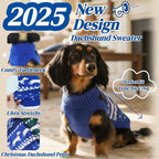 Ultra-Soft & Warm Christmas Dachshund Sweater, Fall Knitted Mini Dachshunds Sweaters with Pullover Turtleneck, Winter Weiner Clothes for Small Dog, Puppy Halloween Outfit for Girl Boy Dogs(Blue, XS)