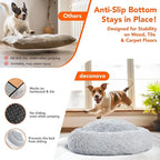 Deconovo Calming Donut Dog Bed, Washable Plush Round Pet Bed for Small Dogs & Cats with Raised Rim, Non-Slip Base and Soft Faux Fur—Lightweight, Easy-Care Design Light Grey 30" L x 30" W x 8" Th