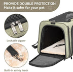 Petsfit Expandable Cat Carrier Dog Carrier, Soft-Sided Portable Pet Travel Carrier, Removable Soft Plush mat and Pockets, Locking Safety Zippers, 19x12x12 Inches