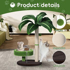 Cat Scratching Post with Bed, Cat Tree Tower Natural Sisal Cat Scratcher Cat Bed Cute Cat Tree for Kittens and Cats
