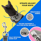 Travel Cat Harness and Leash Set - Adjustable Fit Mesh Cat Harness and Reflective Strap - Comfort Walking Vest for Kitten for Outdoor Walking, Hiking (Large, Grey)