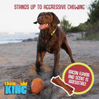 Chew King Premium Treat Dog Toy, Extremely Durable Natural Rubber Toy, Bacon Flavored Dog Toy