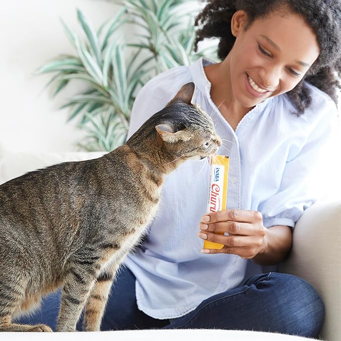 INABA Churu Cat Treats, Grain-Free, Lickable, Squeezable Creamy Purée Cat Treat/Topper with Vitamin E & Taurine, 0.5 Ounces Each Tube, 40 Tubes, Tuna Variety Box