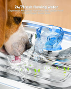 Stainless Steel Dog Water Fountain,3 Gallon Large Pet Water Fountains for Dogs and Cats, 12L /422oz Dog Water Bowl Dispenser w/Filter Drinking Bowls Indoor, Cat Founatin Quiet Pump, Easy to Use