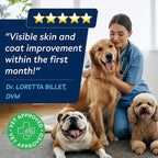 StrellaLab Omega 3 for Dogs - (360Ct) Fish Oil Treats - Allergy & Itch Relief Skin & Coat Supplement - Dry Itchy Skin, Anti Shedding & Hot Spots Treatment - Pet Salmon Oil Chews - Salmon Flavor