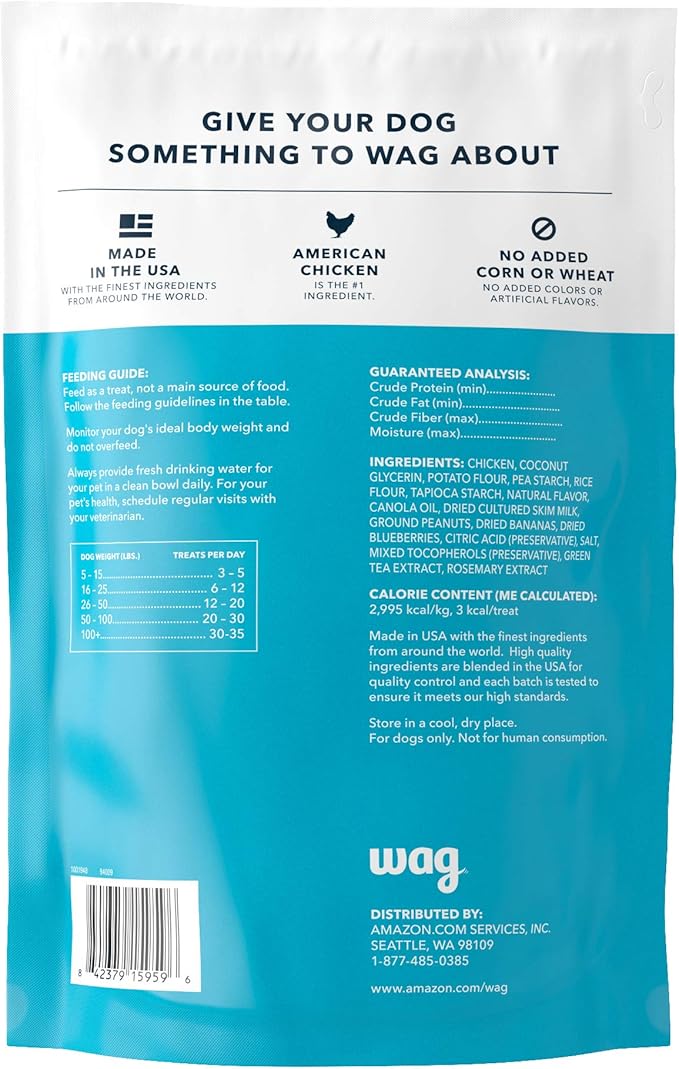 Amazon Brand - Wag Peanut Butter & Banana Flavor Training Treats for Dogs, 2 pound (pack of 1)