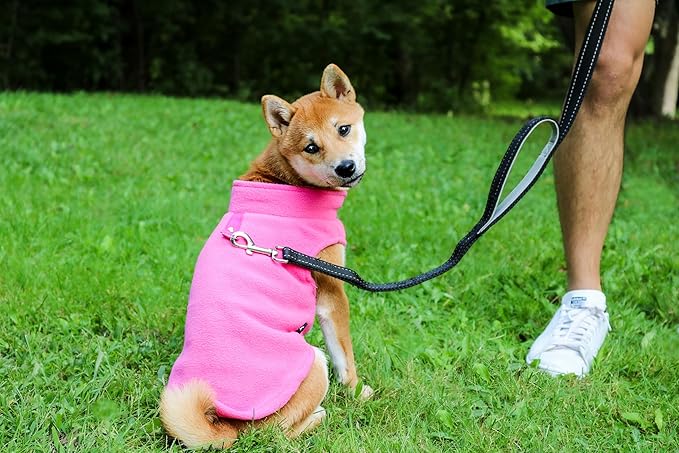 JACKO & CO - Fleece Vest Sweater with Leash Ring - Soft Lightweight Breathable for Puppies Small Medium Dogs, Kitten, Cats, Chihuahua - Warm for Fall/Autumn/Winter (Pink, X-Large 17-25lbs)