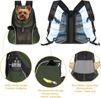 WOYYHO Pet Dog Carrier Backpack Small Dog Front Backpack Ventilated Mesh Dog Travel Back Pack with Safety Belt for Travel Hiking Cycling Outdoor Adventures (Size M: 5-9 lbs, Army Green)