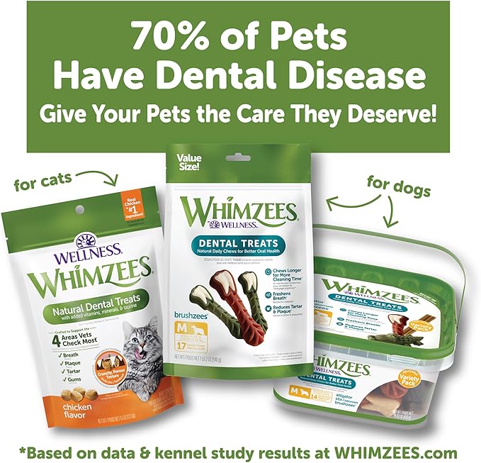 Whimzees Wellness Cat Dental Treats, Natural Chews, Chicken and Tuna Flavor, (4.5 Ounce Bag) (Pack of 2)