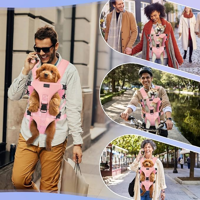 YUDODO Front Pet Carrier Backpack for Small Dogs and Cats, Secure and Breathable Mesh, Ergonomic Support, Adjustable for Walking, Hiking, or Travel (Pink M)