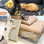 PETKARAY Cat Scratcher, Sisal Cat Scratch Pad, Curved Scratching Board for Indoor Kitty, Floor Mounted Scratcher with Mouse Toy Catnip