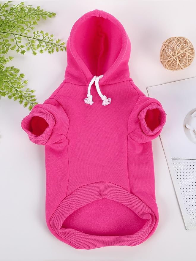 QWINEE Basic Dog Hoodie Sweatshirt Puppy Sweater Warm Cat Costumes Pet Clothes for Chihuahua Puppy Kitten Small Medium Dogs Hot Pink X-Large