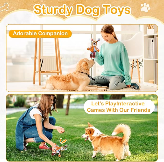 Squeak Dog Toys Durable Plush for Small & Medium Breeds - Soft Chew-Resistant Fabric, Interactive Indoor/Outdoor Play, Perfect for Puppy Teething - Ideal Pet Gift, Dog