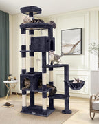 Globlazer Giant Cat Tree, 83 inch Cat Tree for Indoor Cats Large Adult, XXL Cat Tower with 9 Scratching Posts for 20lb+ Heavy Duty Large Adult Cats, F83, Dark Grey