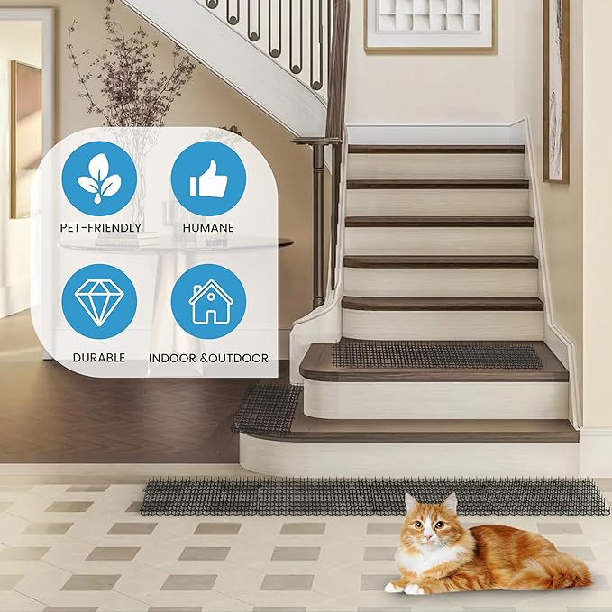 16 x 8 Inch Scat Mat for Cats, 10 Pack Scat Mat with Spikes, Cat Deterrent Outdoor for Dogs - Cat Spike to Keep Other Animals Away from Furniture, Plants (10 Pack)