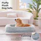 Calming Dog Beds for Large Sized Dogs - Orthopedic Fluffy Pet Bed, Donut Waterproof Pet Sofa with Washable Removable Cover, Supportive Egg Foam and Nonskid Bottom, Camel
