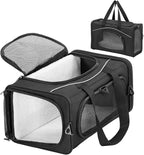 ‌Petsfit Airline Approved Pet Carrier for Small Cats, 16.5x8.6x11 TSA Approved Carrier, with Removable Dual-Sided Padding (2-Way Placement) - Fits Under Most Airplane Seats, Escape Proof (Black)