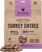 Vital Essentials Freeze-Dried Raw Turkey Meal or Mixer Cat Food Soft Nibs | 99% Turkey, Organs & Bone | 12 oz