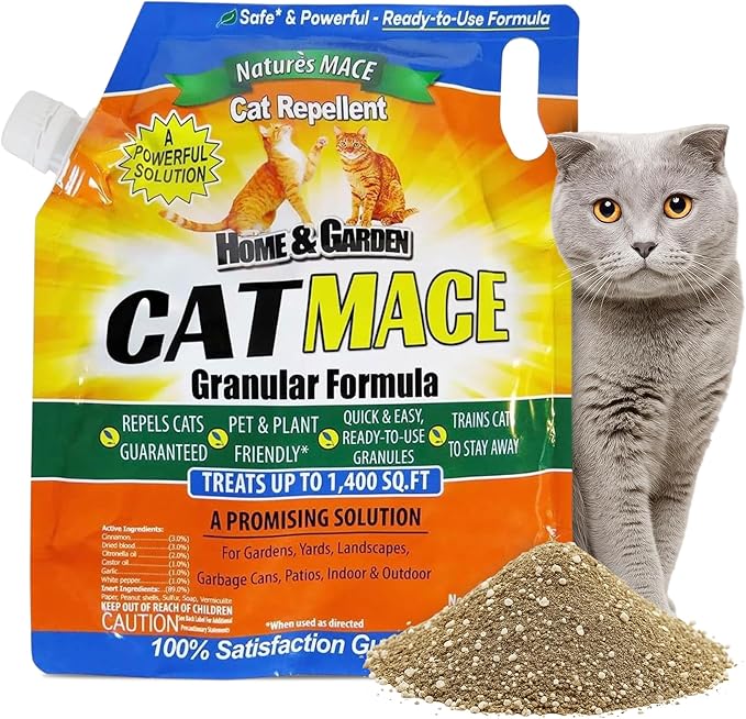 Nature's Mace, Cat Mace, 2.5lb Granular, Cat Repellent Outdoor to Keep Cats Away, Keep Cats Out of Yard Permanently, with Consistent Use, for Garden, Plants, No-Dig, Stray Deterrent