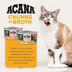 ACANA Chunks in Broth Wet Cat Food Variety Pack: Salmon & Chicken + Chicken & Tuna Recipes 3oz Cans (12 Count, 6 of Each)