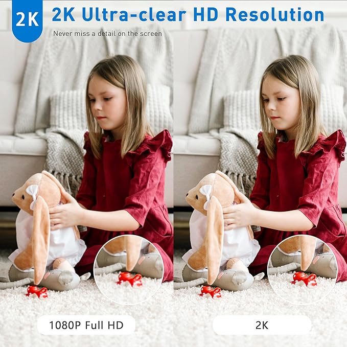 WiFi Security Camera, 2K Indoor Camera with Night Vision, Motion Detection Pet Monitor with 2-Way Voice, 24/7 SD Card & Cloud Storage, App Control and Mobile Alerts, Compatible with Alexa, 6pcs