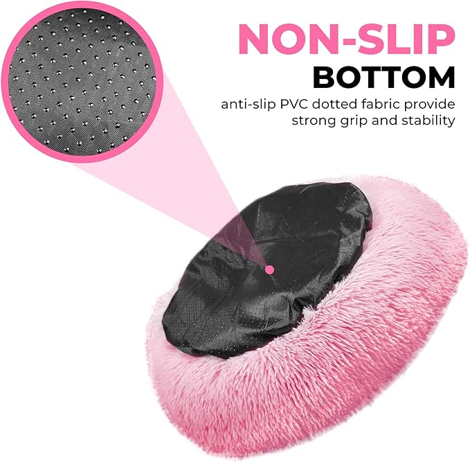 Whiskers & Friends Cat Beds for Indoor Cats Washable, Orthopedic Soft Fluffy Round Calming Pet Bed for Small to Large Kitty Kittens & Dogs, Small Dog Beds & Furniture