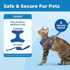 Voyager Escape-Proof Step-in Lock Cat Harness & 5ft Neoprene-Handle Leash Set All-Weather Mesh with Reflective Stitching for Small to Large Cats by Best Pet Supplies, Royal Blue (327), S