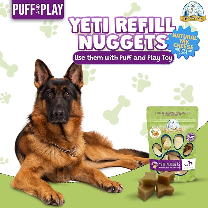 Yeti Refill Nuggets for Puff and Play Dog Toys - Natural Himalayan Yak Cheese Treats, Healthy Dog Chews, Suitable for All Dogs, Ideal for Interactive Chew Toys and Dispensers - 6 Pieces, Turmeric