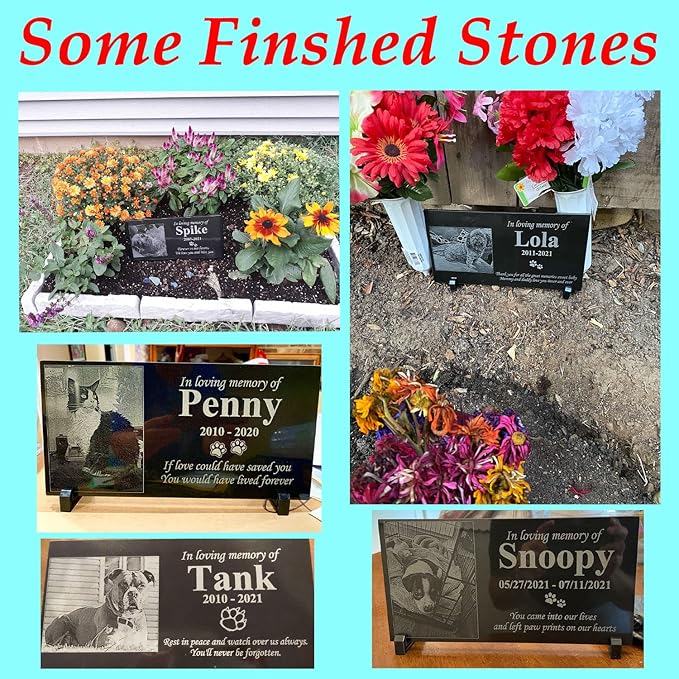 ODB Personalized Pet Memorial Stones, Black Granite Memorial Garden Stone Engraved with Photo, Gifts for Someone Who Lost a Loved One, or Pet, Dog, Cat (with Photo)