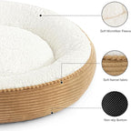 Love's cabin Round Donut Cat and Dog Cushion Bed, 36in Pet Bed for Cats or Small Dogs, Anti-Slip Water-Resistant Bottom, Super Soft Durable Fabric Pet beds, Washable Cat Dog Bed Stripe Camel