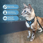 Voyager Escape-Proof Step-in Lock Cat Harness & 5ft Neoprene-Handle Leash Set All-Weather Mesh with Reflective Stitching for Small to Large Cats by Best Pet Supplies, Baby Blue/Black Trim, XS