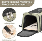 Petsfit Expandable Rabbit Carrier Bunny Carriers, 16 Inch Airline Approved Pet Carrier with 2 Extensions, Soft Washable Cushion, Self-Locking Zipper Head, Built-in Safety Rope, Fit for Travel