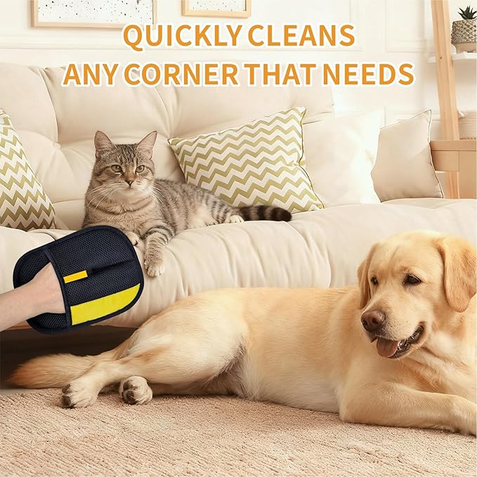 Pet Hair Removal Glove for Dogs & Cats, Upgraded Reusable Electrostatic Pet Hair Gloves, Pet Hair Remover Tool for Clothing, Couch, Carpet,Pet Beds, Car Seat, Convenience for Busy Pet Owners