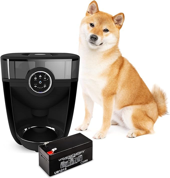 Feeder-Robot by Whisker, Black with Smoke-Grey Hopper; Includes Backup Battery; Smart, Automatic Pet Feeder, Feed Your Cat or Dog from Anywhere, Designed & Assembled in USA