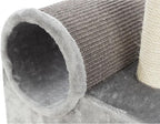 TRIXIE Tolar Cat Scratching Post 31.5 Inch - with Durable Sisal Rope and Tunnel, Condo, Platform with Removable Cushion & Dangling Cat Toy - in Gray