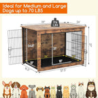 PETSITE Dog Crate Furniture for Medium/Large Dogs, 39" Indoor Pet House Side End Table w/Cushion, Double Doors, Heavy-Duty Chew-Resistant Wood Metal Dog Kennel up to 70 LBS (39 x 26 x 27 Inches)
