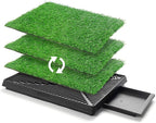 25" x 20" Dog Grass Pad with Tray, 3PCS Washable Artificial Grass Pee Pads for Indoor Dog Potty, Portable Reusable Pet Toilet for Small/Medium Dogs, 3-Layer System