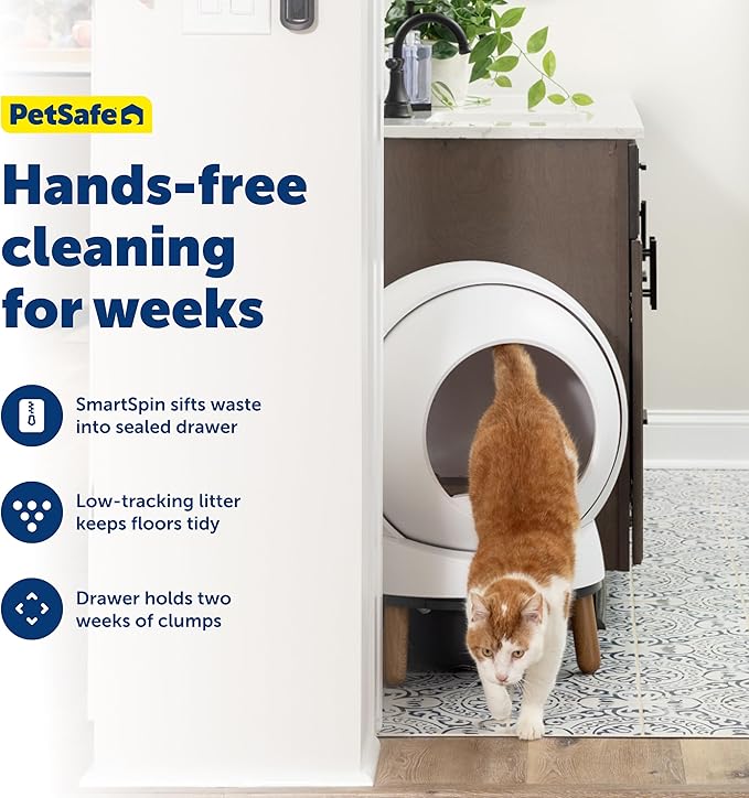 PetSafe ScoopFree SmartSpin Self-Cleaning Cat Litter Box - Advanced Odor Control Technology, App Controlled with Health Monitoring