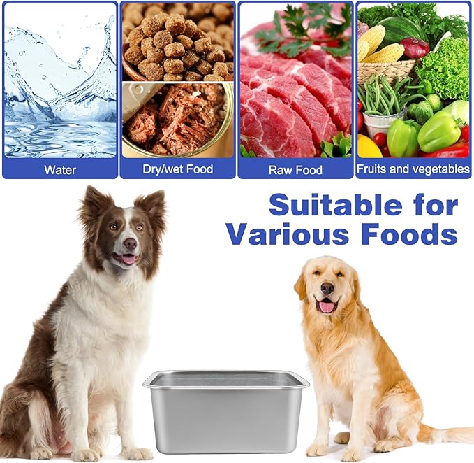 3 Gallons Large Dog Water Bowl, Stainless Steel Metal Dog Bowls, Large Capacity Pet Food Bowl Water Dish for Indoor and Outdoor Universal for Medium to Giant Dogs