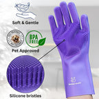 Dog Shampoo Gloves for Bathing – Silicone Dog Washing Gloves with Bristles – Pet Hair Removal Glove for Dogs & Cats – Puppy Essentials – Dog Grooming Supplies & Accessories – Shampoo Brush for Pets