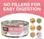 KOHA Pure Shreds Chicken and Salmon Entrée for Cats, High Protein Wet Cat Food, 2.8oz Cans (Pack of 24)