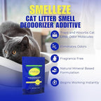 SMELLEZE Natural Cat Litter Deodorizer and Litter Box Odor Eliminator Additive for Strong Smells Unscented Kitty Litter Smell Control Safe Long-Lasting Granules for Multi Cat Homes 2 lb