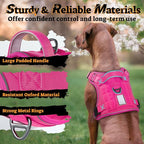 rabbitgoo Dog Harness Medium Sized No Pull, Tactical Service Pet Vest with Molle and Control Handle, Adjustable and Reflective Military Harness for Easy Walking and Training, Rose Red, M