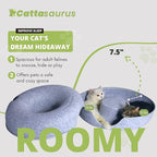 CATTASAURUS Peekaboo Cat Cave for Multiple & Large Cats Up to 30-45 Lbs, Scratch Detachable & Washable Tunnel Bed, Comfy Donut Cat Cave (Light Gray, Large)