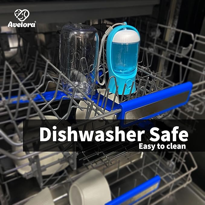 Christmas Dog Water Bottle with Food Container – 10oz Portable Travel Dispenser for Dogs,Cats,and Pets – Holiday Edition for Hiking, Walking & Travel – Easy to Clean & Includes Carbon Filter