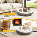 CATISM Cat Bed Heated Cat Bed - Self Warming Cat Beds, Heating Cat Beds for Indoor Cats and Small Dogs, Cozy Donut Heated Cat Bed with Timer & Temp Adjustable, Heating Cat Pad with Non-Slip Bottom