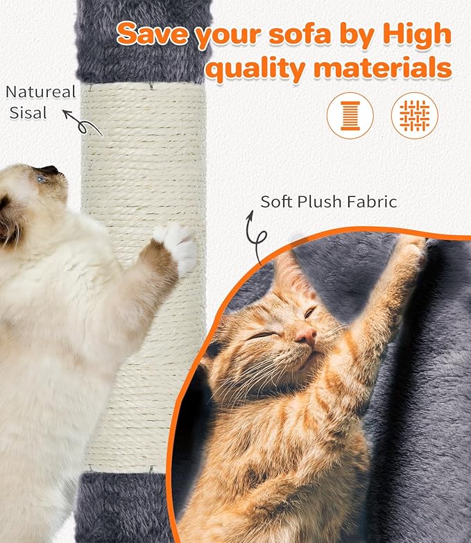 Made4Pets Cat Tree 54in Cat Tower for Indoor Cats Kitten Tree Multi-Level Cat Tree with 2 Condo Furniture Activity Center with Scratching Posts Funny Toys Kittens Pet Play House, Dark Grey